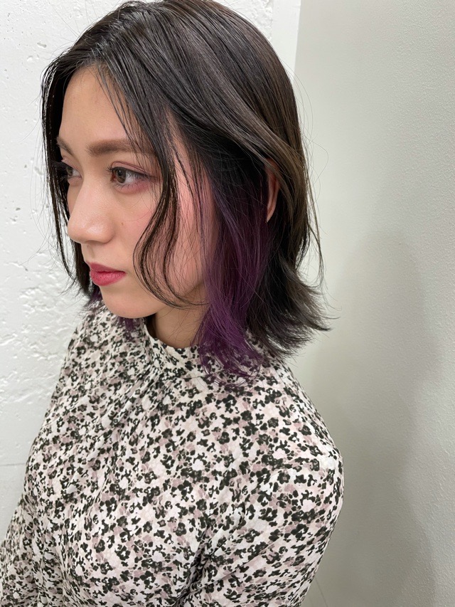 紫 インナーカラー が最高すぎ ブリーチ回数や色持ちは Tomohiro Makiyama
